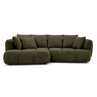 Canapé d'angle convertible 3 places en tissu bouclette, AUDE BOBOCHIC