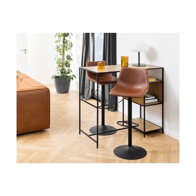 Tabourets de bar simili piétement tulipe métal noir (lot de 2) - JACK HELLIN, DEPUIS 1862