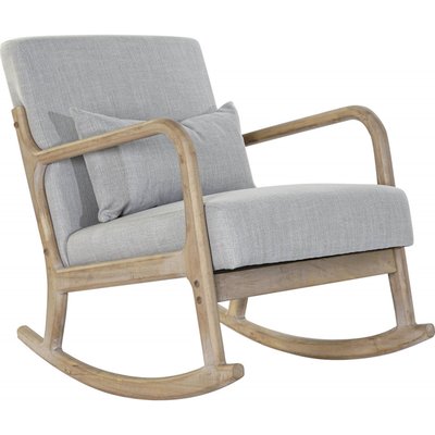 Rocking chair en bois et lin, Sixties RECOLLECTION