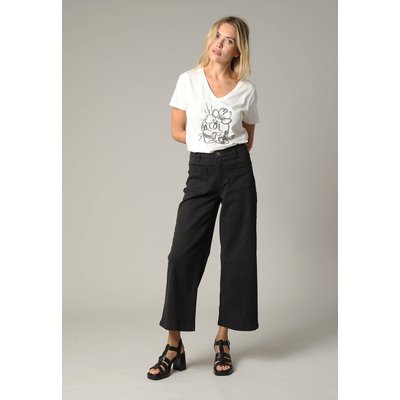 Jean taille haute coupe large en denim noir LILOO DEELUXE