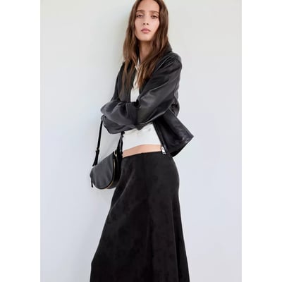Jupe évasée en tissu devoré MANGO