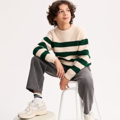 Pull col rond rayé, en grosse maille LA REDOUTE COLLECTIONS