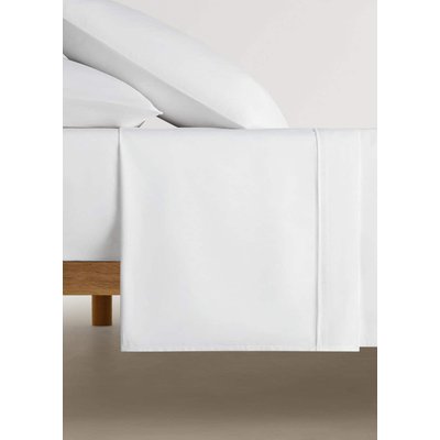 Drap plat en percale de coton 500 fils avec détail passepoil arrondi pour lit 90 cm MANGO HOME