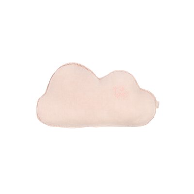Coussin nuage L1N0 en lin français lavé - Broderie oiseau NOBODINOZ