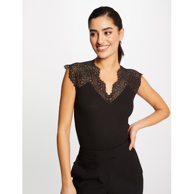 T-shirt col V en dentelle MORGAN