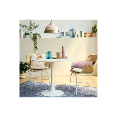 Table à manger ronde en céramique et pied tulipe en métal L90 - MARSA HELLIN, DEPUIS 1862