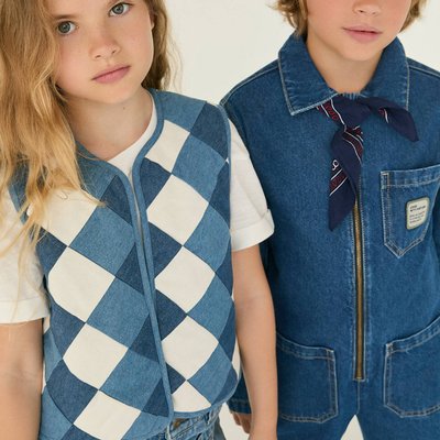 Combinaison longue unie col chemise manches longues ouverture devant, garçon, en coton MONOPRIX