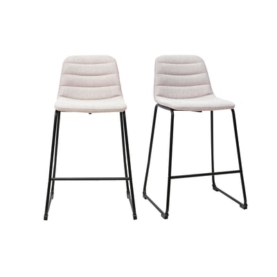 Tabourets de bar en tissu effet velours texturé beige et métal H64 cm (lot de 2) SAURY MILIBOO