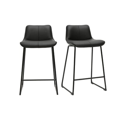 Tabourets de bar en tissu effet velours texturé terre brûlée et métal noir H65 cm (lot de 2) BOOST MILIBOO