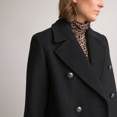 Lange caban met dubbele knoopsluiting, wolmix LA REDOUTE COLLECTIONS