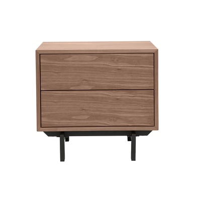 Table de chevet vintage bois foncé noyer et métal MANNY MILIBOO