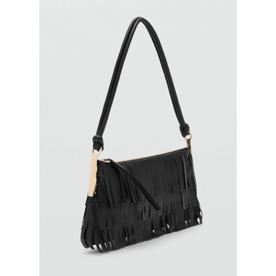 Sac porté épaule cuir à franges MANGO
