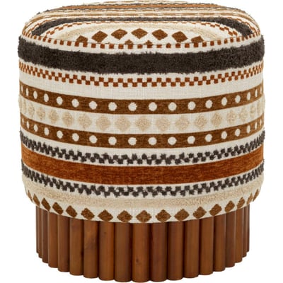 Pouf ethnique base en bois massif MODERN RECOLLECTION