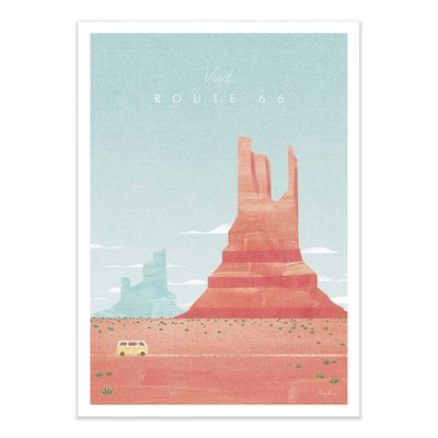 Affiche d’art 30 x 40 cm - Visit Route 66 - Henry Rivers WALL EDITIONS