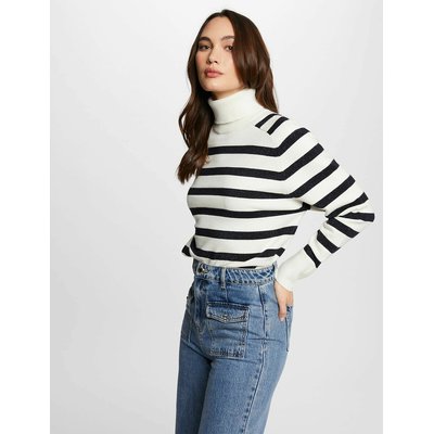 Pull col roulé rayé, en fine maille MORGAN