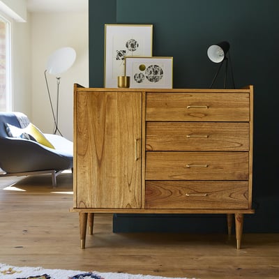 Buffet en bois massif 1 porte et 4 tiroirs  PIA BERAH GETAH