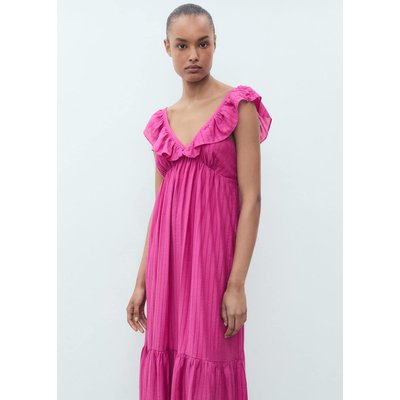 Robe longue à col volanté MANGO