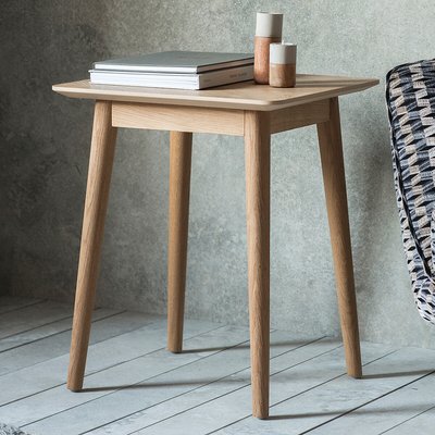 Dhule Herringbone Oak Side Table SO'HOME