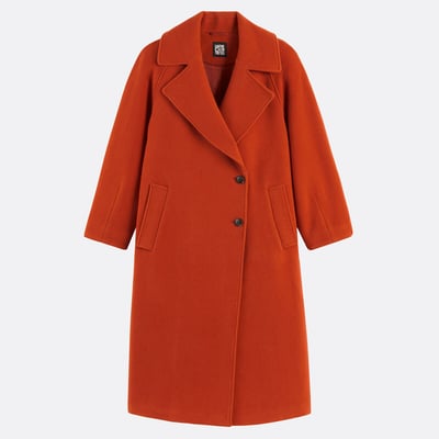 Wool Blend Long Coat with Asymmetric Fastening LA REDOUTE COLLECTIONS
