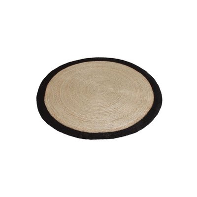 Tapis rond jute naturelle avec bords noirs Diamètre 150cm AUBRY GASPARD