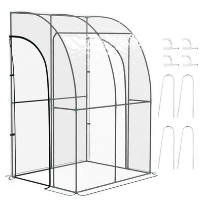 Serre de jardin adossée 2 portes zippées enroulables OUTSUNNY