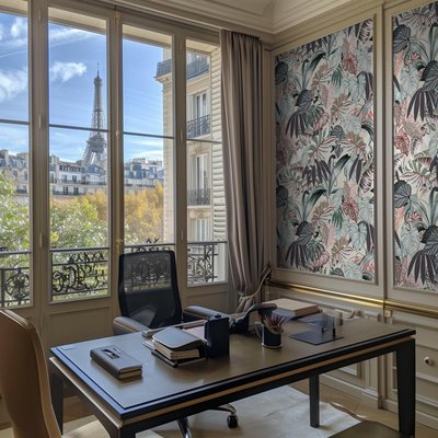Papier peint botanique et moderne avec plantes et fleurs - 510x260 cm (l x h) LA TOUCHE ORIGINALE