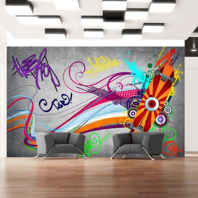Papier peint intissé panoramique Street art Skateboard EDEN
