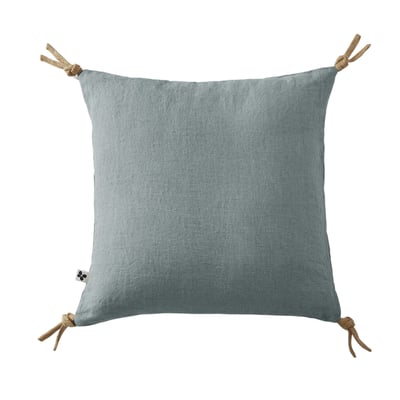 Coussin pompons lin lave 45 x45 cm Soline naturel EDEN