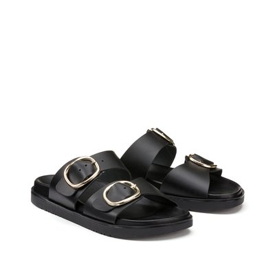 Mules en cuir double boucles, Signature SALOME LA REDOUTE COLLECTIONS