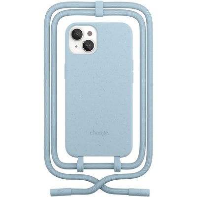 Etui avec cordon iPhone 13 Tour de cou bleu WOODCESSORIES