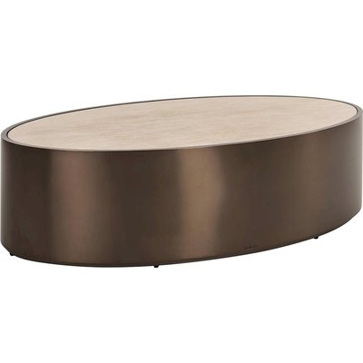 Table basse ovale en acier effet marbre RECOLLECTION
