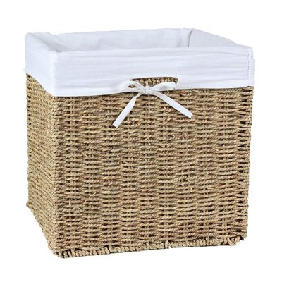 Cube de rangement pliable en jonc de mer 32 x 32 x 32 cm CALICOSY