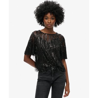 Haut transparent à manches courtes et sequins SUPERDRY