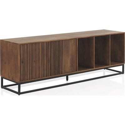 Buffet bas en bois de manguier naturel avec portes à relief RECOLLECTION