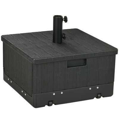 Pied de parasol table basse jardinière 3 en 1 - PE aspect bois métal noir OUTSUNNY