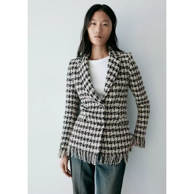 Blazer pied-de-poule effiloché MANGO