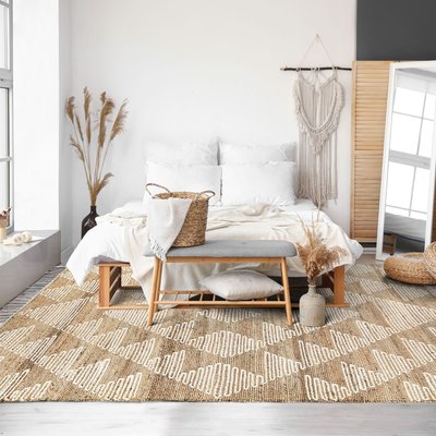 Tapis chanvre motifs triangles en laine épaisse THE DECO FACTORY
