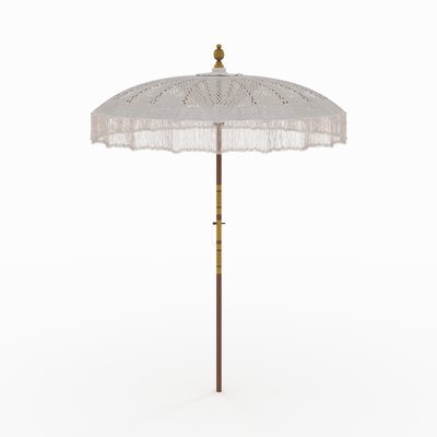 Parasol en bois de cocotier et macramé - FAKÉLÉ RENDEZ-VOUS DÉCO