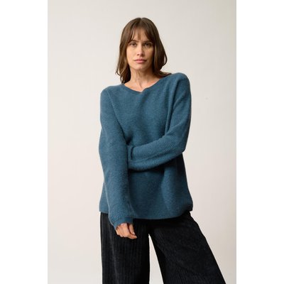 Pull Col Bateau Vert Canard Chiné Nethy JUST CASHMERE