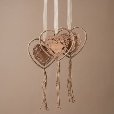 Coeur natura à suspendre de noël décorative en rotin L60 SIA