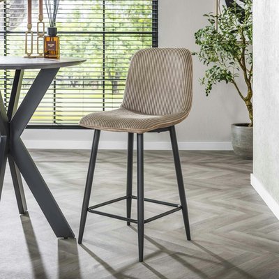 Chaise de bar beige sable en tissu côtelé (lot de 2) TAJ PIER IMPORT