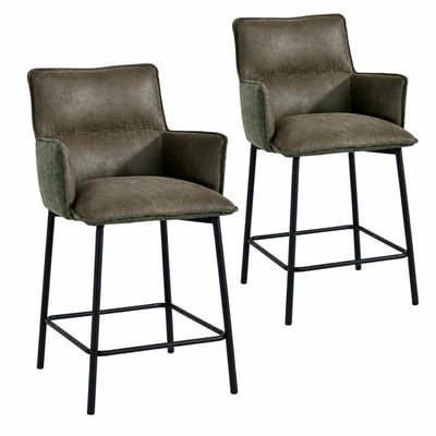 Tabouret de bar avec dossier bi-matière (lot de 2) KERALA PIER IMPORT