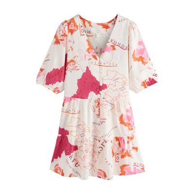 Mini robe boutonnée manches courtes lin NEXT