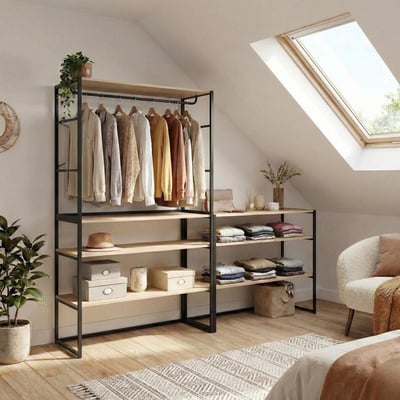 Lot de 3 portants vêtements sous combles modulables 300x85cm KADRA MOB IN