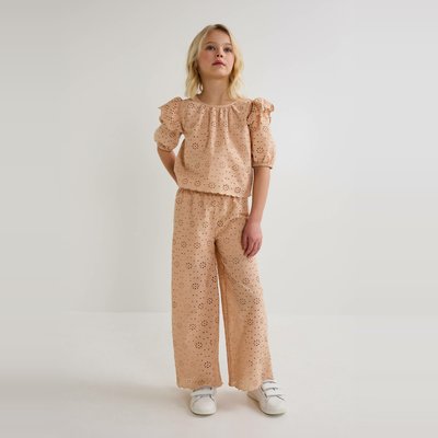 Pantalon brodé en coton MONOPRIX