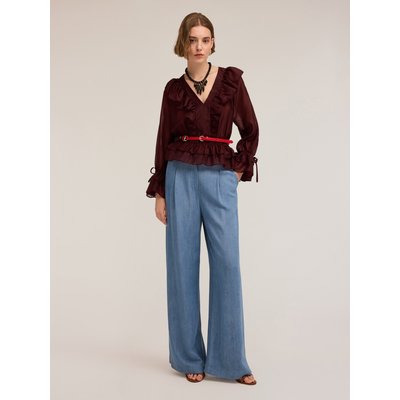 Blouse en voile de lyocell mélangé avec détail de ruches et volants MOTIVI