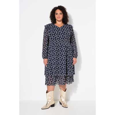 Robe doublée avec ruchés. Décolleté en V ULLA POPKEN