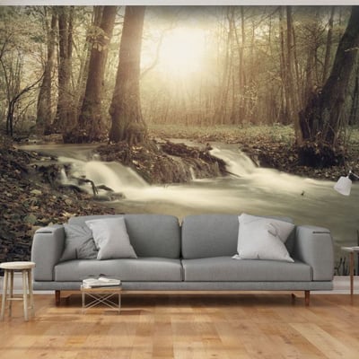 Papier peint intissé panoramique Paysage Forest Cascade EDEN