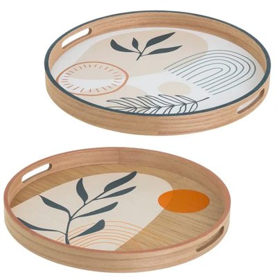 Set de 2 plateaux ronds en bois 40x40x3.5cm WADIGA
