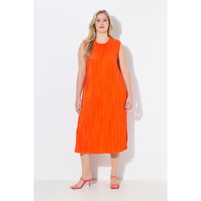 Robe midi plissée. Sans manches. Encolure ULLA POPKEN